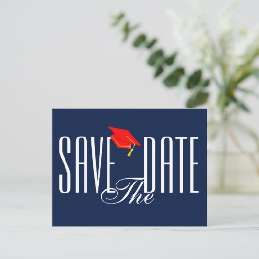Afstuderen Save the Date Briefkaart Uitnodiging (Staand voorkant)