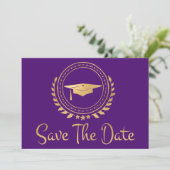 Afstuderen Save the Date Gold Afstudeerder Pet Paa (Staand voorkant)