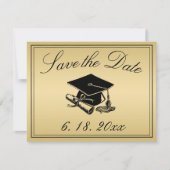 Afstuderen Save the Date Gold Black Pet Diploma Aankondiging (Voorkant)