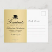 Afstuderen Save the Date Gold met Afstudeerder Pet Aankondigingskaart (Achterkant)