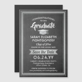 Afstuderen Save the Date Krijtbord Grijs en Wit Magnetische Uitnodiging (Voorkant / Achterkant)