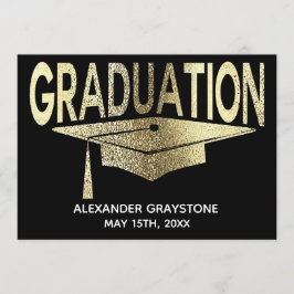 Afstuderen Save The Date Modern Faux Gold Zwart Kaart