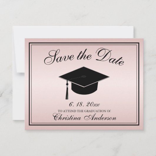 Afstuderen Save the Date Roos Gold Script Pet Aankondiging (Voorkant)