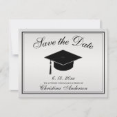 Afstuderen Save the Date Silver Black Script Pet Aankondiging (Voorkant)