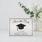 Afstuderen Save the Date Silver Black Script Pet Aankondiging (Staand voorkant)