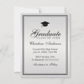 Afstuderen Save the Date Silver Black Script Pet Aankondiging (Achterkant)