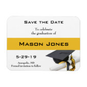 Afstuderen Save the Date Zwart Goud Pet Tassel Magneet (Horizontaal)