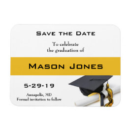 Afstuderen Save the Date Zwart Goud Pet Tassel Magneet