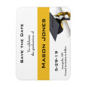 Afstuderen Save the Date Zwart Goud Pet Tassel Magneet (Verticaal)