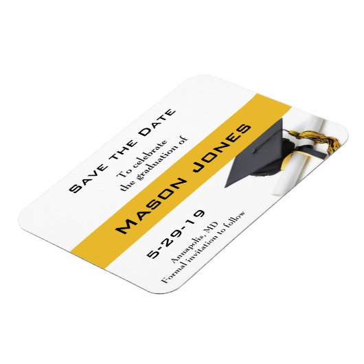 Afstuderen Save the Date Zwart Goud Pet Tassel Magneet (Linkerzijde)