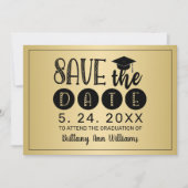 Afstuderen Save the Date Zwart Typografie Goud Aankondiging (Voorkant)