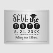 Afstuderen Save the Date Zwart Typografie Zilver (Voorkant)