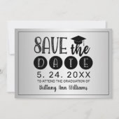 Afstuderen Save the Date Zwart Typografie Zilver Aankondiging (Voorkant)