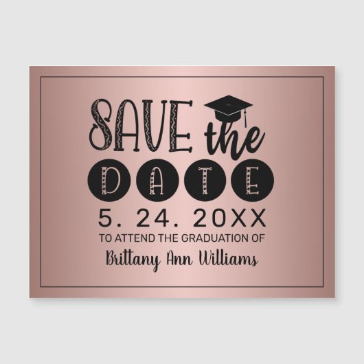Afstuderen Save the Date Zwarte Typografie Roos (Voorkant)
