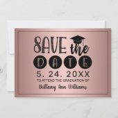 Afstuderen Save the Date Zwarte Typografie Roos Aankondiging (Voorkant)