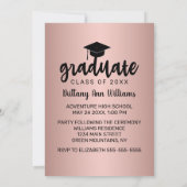 Afstuderen Save the Date Zwarte Typografie Roos Aankondiging (Achterkant)