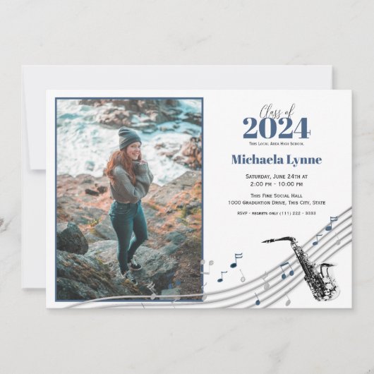 Afstuderen Saxofoon Marching Band met Foto Kaart (Voorkant)