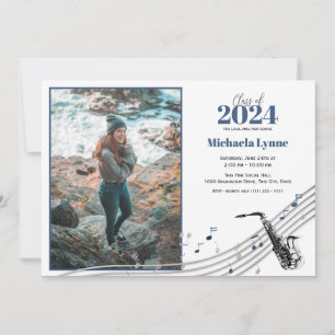 Afstuderen Saxofoon Marching Band met Foto Kaart