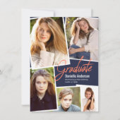 Afstuderen Scattered Photo Collage Modern Script Aankondiging (Voorkant)