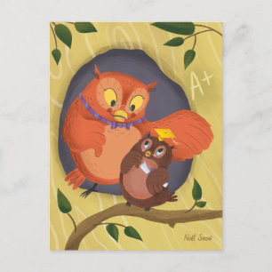 Afstuderen Schattige Uil Geel Pet Leeg Briefkaart