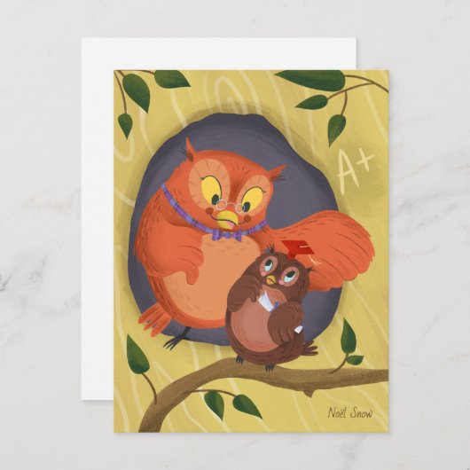 Afstuderen Schattige Uil Rood Pet Blank Briefkaart (Voorkant / Achterkant)