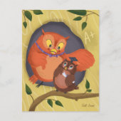 Afstuderen Schattige Uil Zwart Pet Blank Briefkaar Briefkaart (Voorkant)