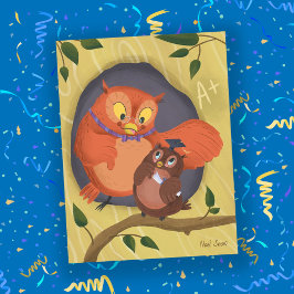 Afstuderen Schattige Uil Zwart Pet Blank Briefkaar Briefkaart