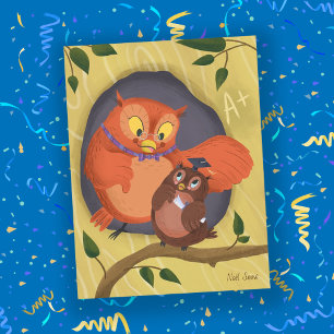 Afstuderen Schattige Uil Zwart Pet Blank Briefkaar Briefkaart