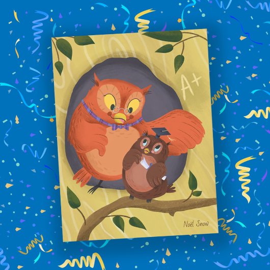 Afstuderen Schattige Uil Zwart Pet Blank Briefkaar Briefkaart