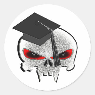 Afstuderen schedel ronde sticker