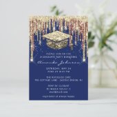 Afstuderen schijven Glitter Blue Gold Confetti Kaart (Staand voorkant)