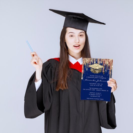 Afstuderen schijven Glitter Blue Gold Confetti Kaart