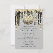 Afstuderen schijven Glitter Grey Gold Confetti Kaart (Voorkant)
