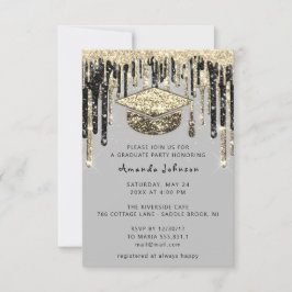 Afstuderen schijven Glitter Grey Gold Confetti Kaart