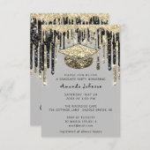 Afstuderen schijven Glitter Grey Gold Confetti Kaart (Voorkant / Achterkant)