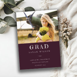 Afstuderen Schone foto's met Burgundy Clean Minima Kaart