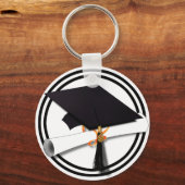 Afstuderen School Colors Black and White Sleutelhanger (Voorkant)