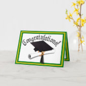 Afstuderen School Colors Gold en Green Kaart (Gele Bloem)