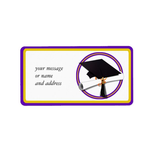 Afstuderen School Colors Paars en Gold Etiket (Voorkant)