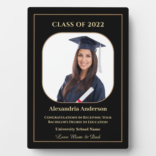Afstuderen School Foto Gold Modern Aangepast Fotoplaat (voorkant)