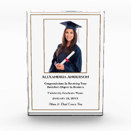 Afstuderen School Gold White Modern personaliseren Fotoblokken