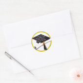 Afstuderen School Kleuren Blauw en Goud (ZOOM!) Ronde Sticker (Envelop)