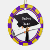 Afstuderen School Kleuren Paarse en Gouden (ZOOM!) Keramisch Ornament (Links)