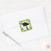 Afstuderen-schoolkleuren blauw en goud vierkante sticker (Envelop)