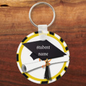 Afstuderen schoolkleuren zwart en goud (ZOOM!) Sleutelhanger (Voorkant)