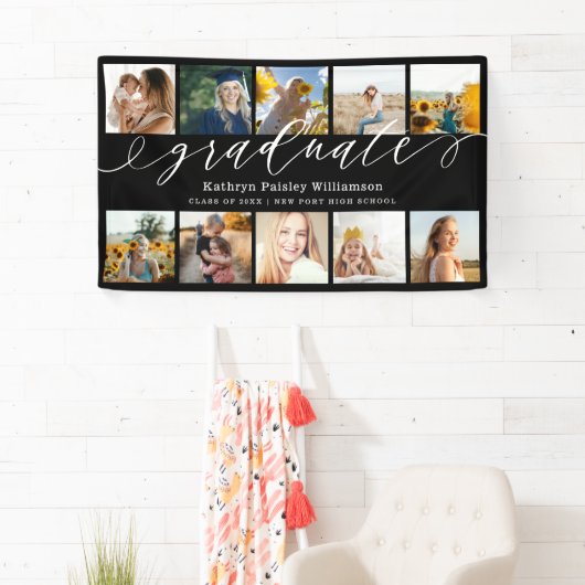Afstuderen Script 10 Photo Collage Zwart Afstudere Spandoek (Insitu)