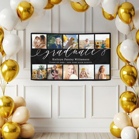 Afstuderen Script 10 Photo Collage Zwart Afstudere Spandoek