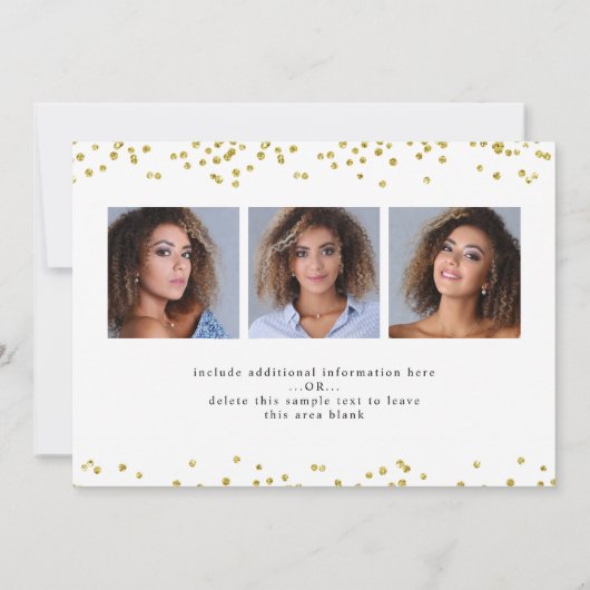Afstuderen Script 2021 Gold Glitter 4 Foto Kaart (Achterkant)