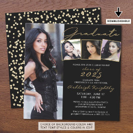 Afstuderen Script 4 Photo Black Gold Confetti