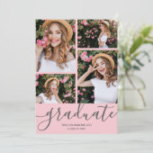 Afstuderen Script 4 Photo Pink Afstuderen Aankondiging (Staand voorkant)
